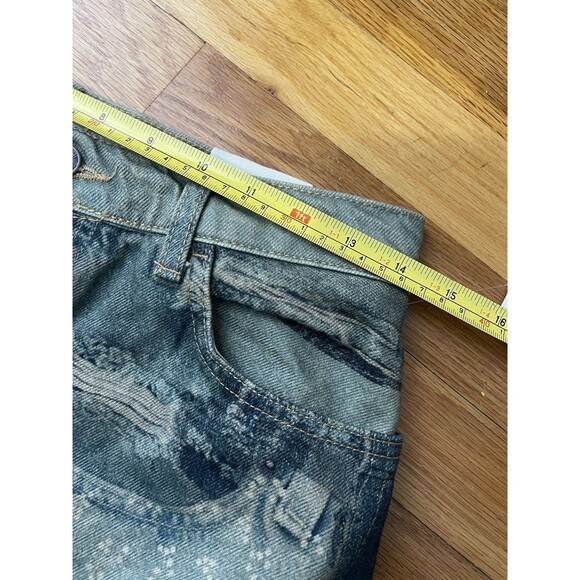 FREE PEOPLE Illusions Printed Relaxed Jeans Size 27 Indigo Combo NEW Boho Barrel - Picture 8 of 15